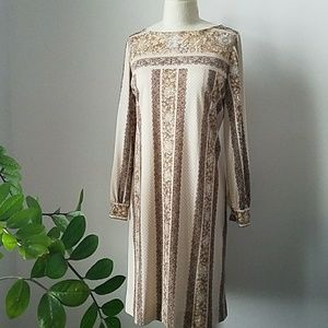 Vintage 70s Wilroy Traveller Painted Printed Dress